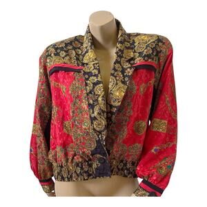 Howard Wolf Vintage Jacket Womens 12 Bomber Baroque Shoulder Pads Single Button
